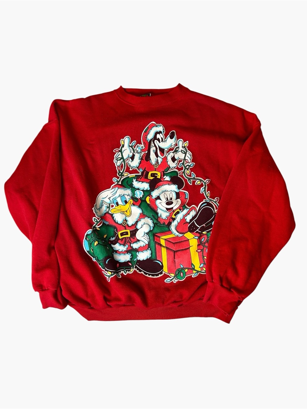 * Vintage Flaw - Disney 1990s Mickey Donald Goofy Christmas Crewneck Sweatshirt